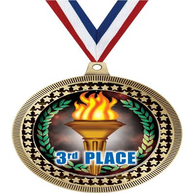 2.75" 3rd Place Medal Awards, Gold Vega 3rd Place Team Trophy Awards Includes Free Neck Ribbon 50 Pack Prime