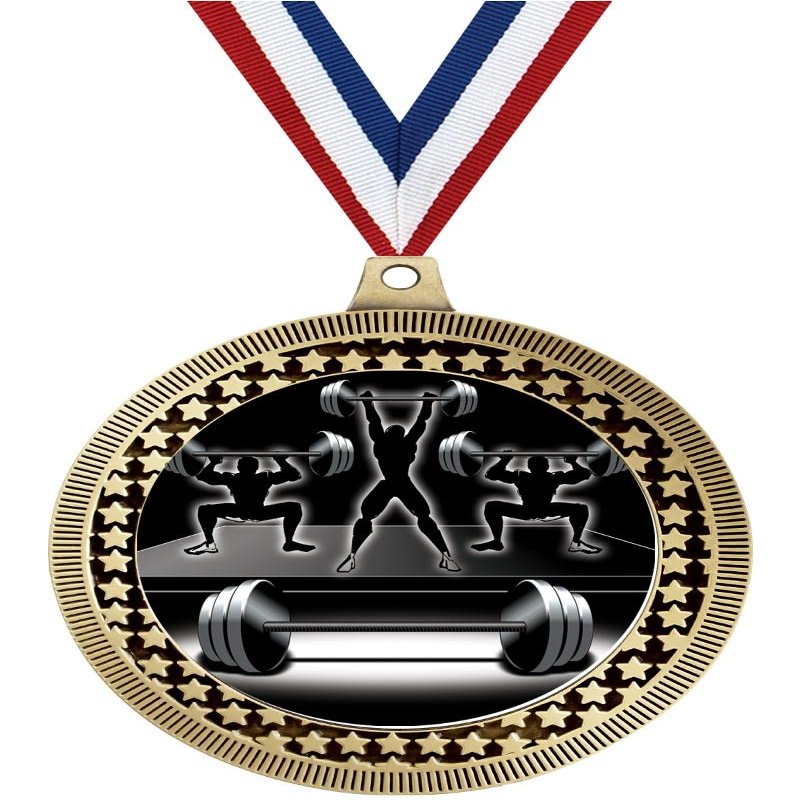 2.75" Bodybuilding Medal Awards, Gold Vega Bodybuilding Team Trophy Awards Includes Free Neck Ribbon 50 Pack Prime