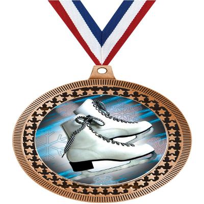 2.75" Ice Skating Medal Awards, Bronze Vega Ice Skating Team Trophy Awards Includes Free Neck Ribbon 50 Pack Prime