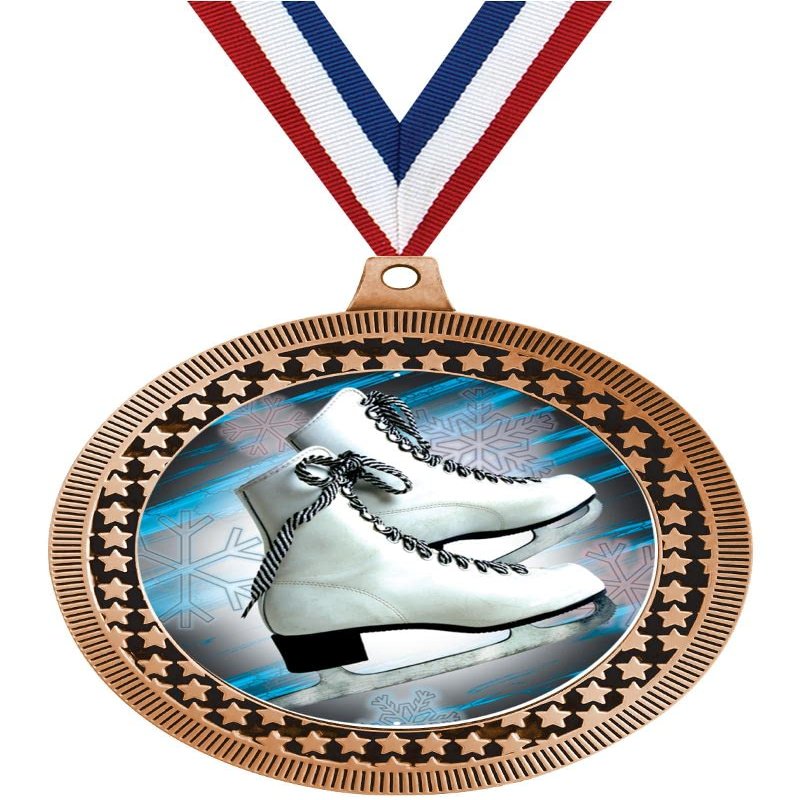 2.75" Ice Skating Medal Awards, Bronze Vega Ice Skating Team Trophy Awards Includes Free Neck Ribbon 50 Pack Prime