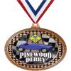 2.75" Derby Blue Car Award Medals, Bronze Vega Derby Blue Car Team Trophy Awards Includes Free Neck Ribbon 10 Pack view 1