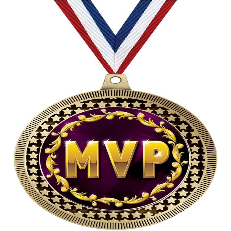 2.75" MVP Award Medals, Gold Vega MVP Team Trophy Awards Includes Free Neck Ribbon 50 Pack