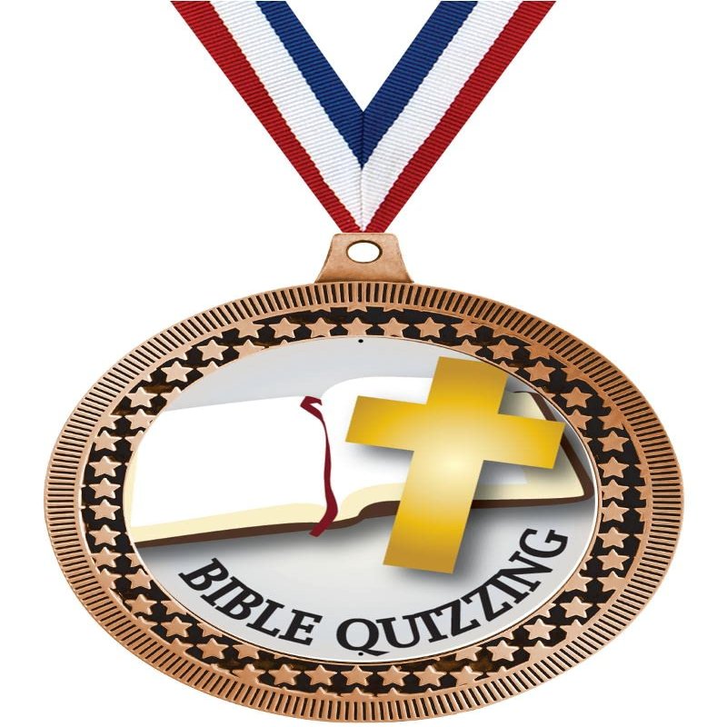 2.75" Bible Quizzing Medal Awards, Bronze Vega Bible Quizzing Team Trophy Awards Includes Free Neck Ribbon 50 Pack Prime