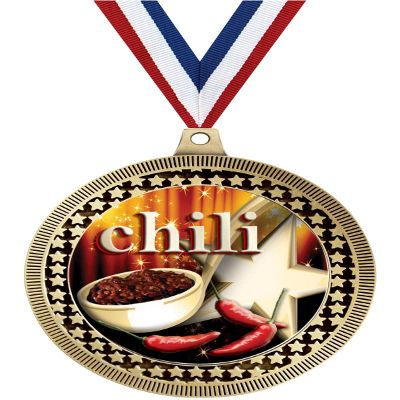 2.75" Chili Pot Award Medals, Gold Vega Chili Pot Team Trophy Awards Includes Free Neck Ribbon 100 Pack