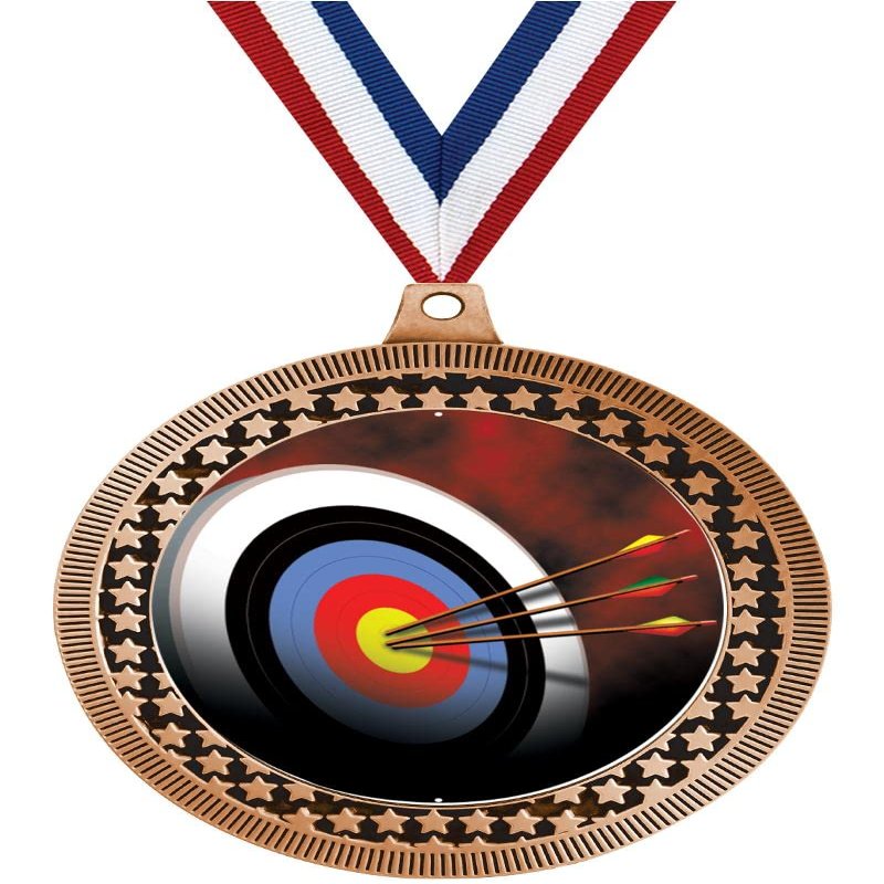 2.75" Archery Board Medal Awards, Bronze Vega Archery Board Team Trophy Awards Includes Free Neck Ribbon 50 Pack Prime