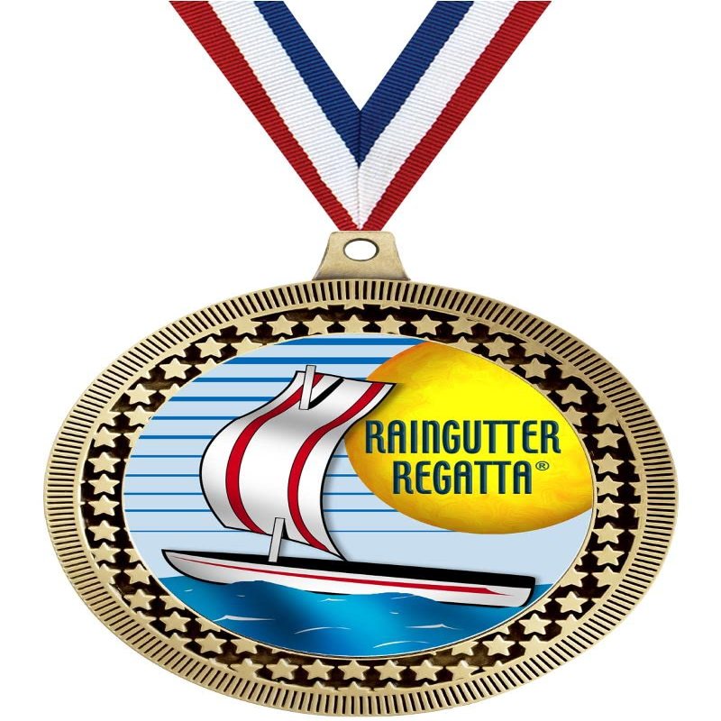 2.75" Raingutter Regatta Medal Awards, Gold Vega Raingutter Regatta Team Trophy Awards Includes Free Neck Ribbon 50 Pack Prime