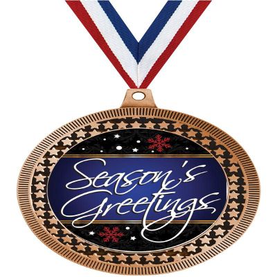 2.75" Season Greeting Medal Awards, Bronze Vega Season Greeting Team Trophy Awards Includes Free Neck Ribbon 50 Pack Prime