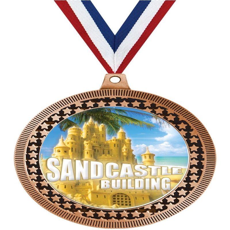 2.75" Sandcastle Building Award Medals, Bronze Vega Sandcastle Building Team Trophy Awards Includes Free Neck Ribbon 50 Pack
