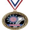 2.75" Twirling Baton Medal, Gold Vega Medal Awards with Free Neck Ribbon 50 Pack view 1