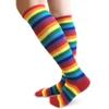 PolyMedea Women's Rainbow Striped Colorful Soft Cotton Knee High Socks, 1 Pair view 2