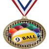 2.75" 9 Ball Medal Awards, Gold Vega 9 Ball Team Trophy Awards Includes Free Neck Ribbon 50 Pack Prime view 1