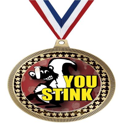 2.75" Funny You Stink Medal Awards, Gold Vega Funny You Stink Team Trophy Awards Includes Free Neck Ribbon 50 Pack Prime