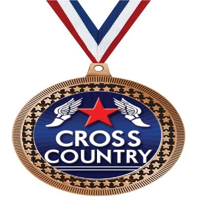 2.75" Cross Country Award Medals, Bronze Vega Cross Country Team Trophy Awards Includes Free Neck Ribbon 50 Pack