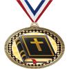 2.75" Bible with Cross Award Medals, Gold Vega Bible with Cross Team Trophy Awards Includes Free Neck Ribbon 50 Pack view 1