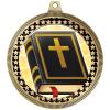 2.75" Bible with Cross Award Medals, Gold Vega Bible with Cross Team Trophy Awards Includes Free Neck Ribbon 50 Pack view 2