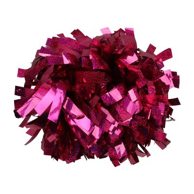 Cheerleading Pom Poms Metalic Holographic Cheerleader with Baton Handle 6 inch 1 Pair 2 Pieces (Shocking Hot Pink)