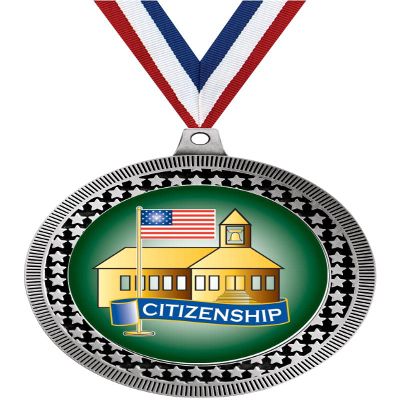 2.75" Citizenship Award Medals, Silver Vega Citizenship Team Trophy Awards Includes Free Neck Ribbon 20 Pack