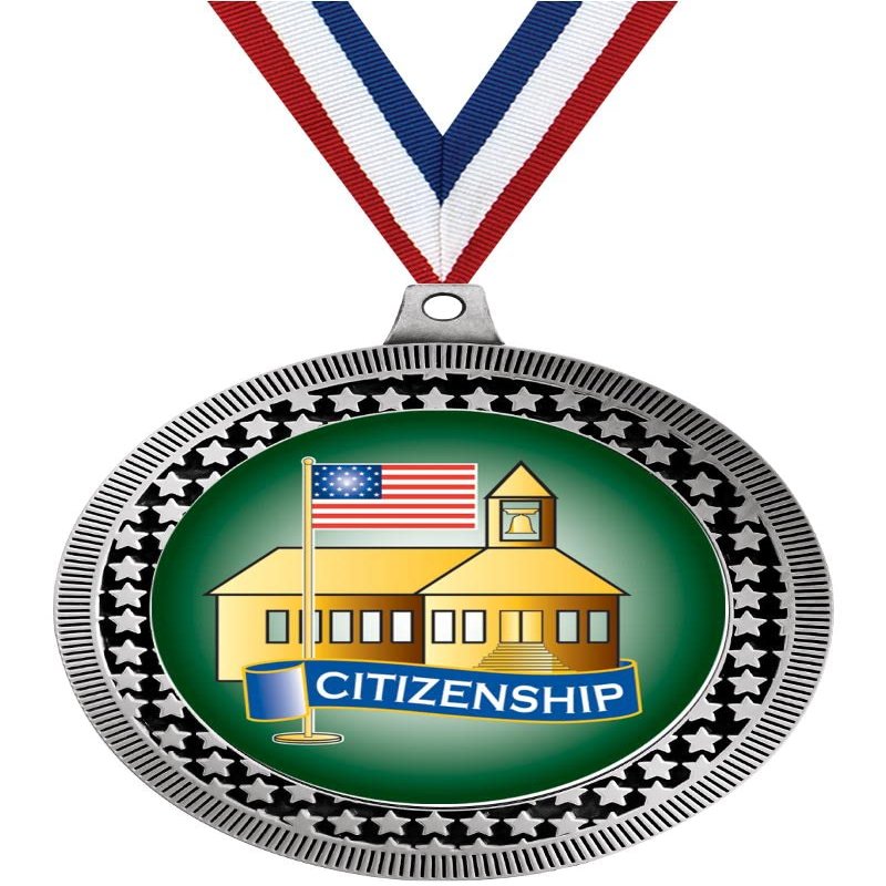 2.75" Citizenship Award Medals, Silver Vega Citizenship Team Trophy Awards Includes Free Neck Ribbon 20 Pack