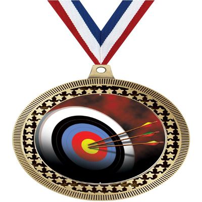 2.75" Archery Board Award Medals, Gold Vega Archery Board Team Trophy Awards Includes Free Neck Ribbon 50 Pack