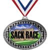 2.75" Sack Race Award Medals, Silver Vega Sack Race Team Trophy Awards Includes Free Neck Ribbon 10 Pack view 1