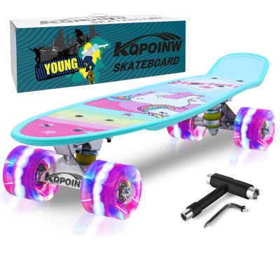 Kqpoinw Kids Skateboard, 22" Complete Skateboards for Kid,Teens,Girls,Beginners,Skate Board with Unicorn Pattern,Colorful LED Light up Wheels,Skate Tool, Ideal Gift for Girls,Kids