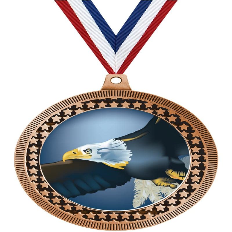 2.75" Eagle Award Medals, Bronze Vega Eagle Team Trophy Awards Includes Free Neck Ribbon 100 Pack