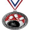 2.75" Bowling Red Stripes Award Medals, Silver Vega Bowling Red Stripes Team Trophy Awards Includes Free Neck Ribbon 10 Pack view 1