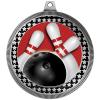 2.75" Bowling Red Stripes Award Medals, Silver Vega Bowling Red Stripes Team Trophy Awards Includes Free Neck Ribbon 10 Pack view 2