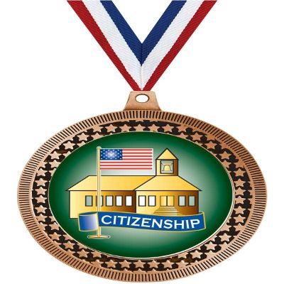 2.75" Citizenship Award Medals, Bronze Vega Citizenship Team Trophy Awards Includes Free Neck Ribbon 50 Pack