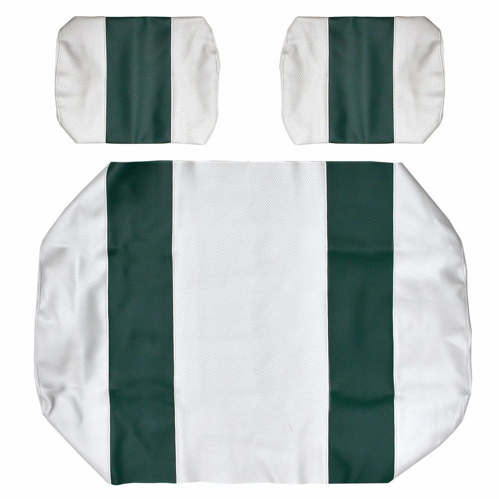 Seat Cover Replacement for Yamaha G-16/G-22 Golf Cart - Front Bench Seat - Premium Marine Vinyl - 5 Panel Stitching - Staple On Installation - Two-Tone Golf Cart Seat Covers (White & Green)