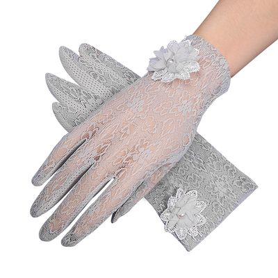IPENNY Women Sun UV Protection Driving Gloves Summer Short Floral Lace Anti-Skid Screentouch Gloves Elegant Sunblock Gloves