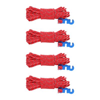 Firlar 8 Pack 3mm Outdoor Tent Cords, 13 Ft Lightweight Camping Rope with Aluminum S Tensioner Pouch for Tent Tarp, Hiking Rope Outdoor Camping Hiking Backpacking Survival Gear (Red)