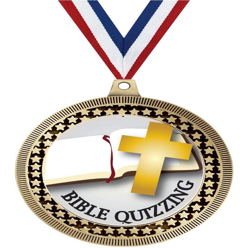2.75" Bible Quizzing Award Medals, Gold Vega Bible Quizzing Team Trophy Awards Includes Free Neck Ribbon 100 Pack
