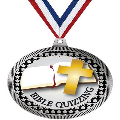 2.75" Bible Quizzing Award Medals, Silver Vega Bible Quizzing Team Trophy Awards Includes Free Neck Ribbon 10 Pack
