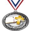 2.75" Bible Quizzing Award Medals, Silver Vega Bible Quizzing Team Trophy Awards Includes Free Neck Ribbon 10 Pack view 1