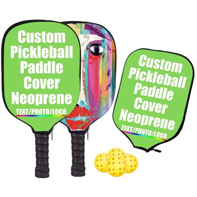JCETUNO Custom Lightweight Neoprene Single Pickleball Paddle Cover Holder Sleeve Case Protector with Image Text Logo Fits Most Rackets, Neon Green, W8.26 xL11.6