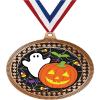 2.75" Halloween Ghost Award Medals, Bronze Vega Halloween Ghost Team Trophy Awards Includes Free Neck Ribbon 50 Pack view 1