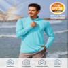 TACVASEN Swim Shirts for Men Rash Guard SPF Shirt Long Sleeve UPF 50+ Sun Protection Athletic Quarter Zip Running T-Shirts Lake Blue M view 3