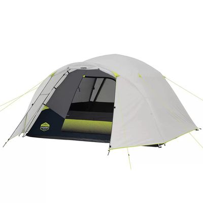Core 6 Person Instant Tent Set- Family Tent With Lighted Dome And 2 Camping Sleeping Bags - Outdoor Tent for Camping - Waterproof Tent - Camping Tent For Privacy - Small Footprint - Camping Essentials