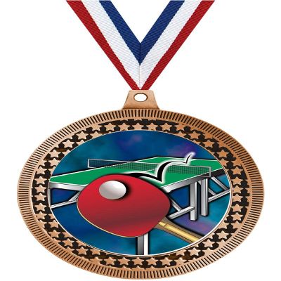 2.75" Table Tennis Award Medals, Bronze Vega Table Tennis Team Trophy Awards Includes Free Neck Ribbon 100 Pack