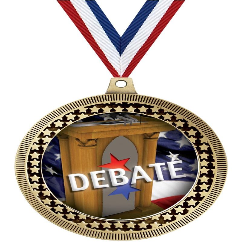 2.75" Debate Award Medals, Gold Vega Debate Team Trophy Awards Includes Free Neck Ribbon 50 Pack