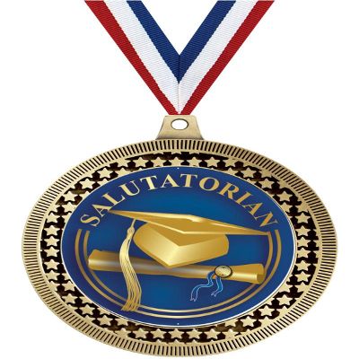 2.75" Salutatorian Award Medals, Gold Vega Salutatorian Team Trophy Awards Includes Free Neck Ribbon 50 Pack