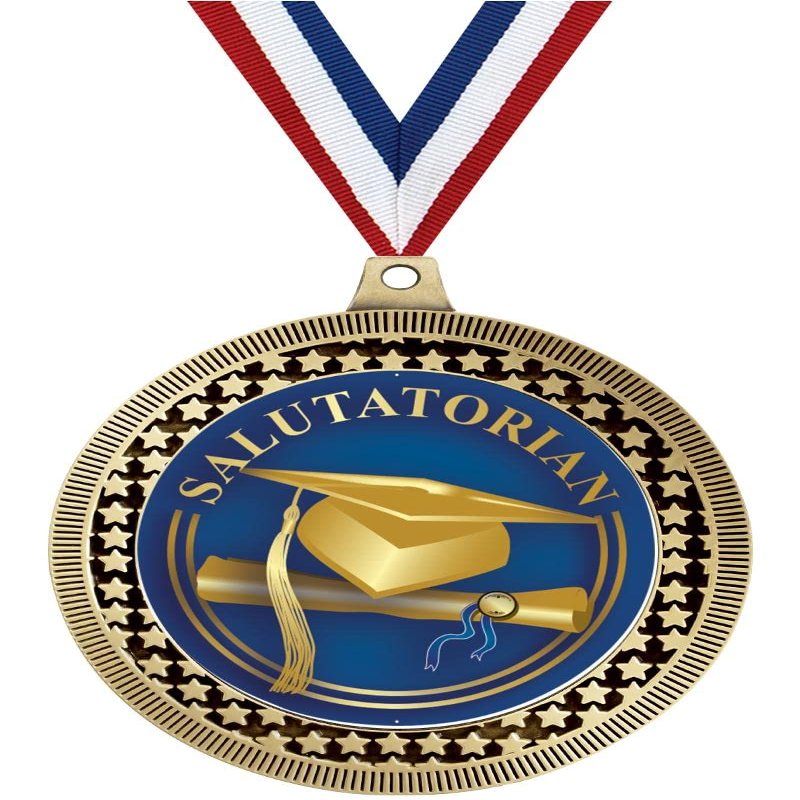 2.75" Salutatorian Award Medals, Gold Vega Salutatorian Team Trophy Awards Includes Free Neck Ribbon 50 Pack