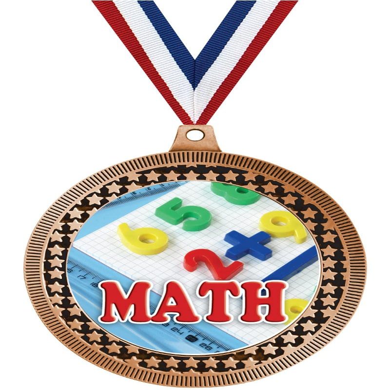 2.75" Math Award Medals, Bronze Vega Math Team Trophy Awards Includes Free Neck Ribbon 50 Pack