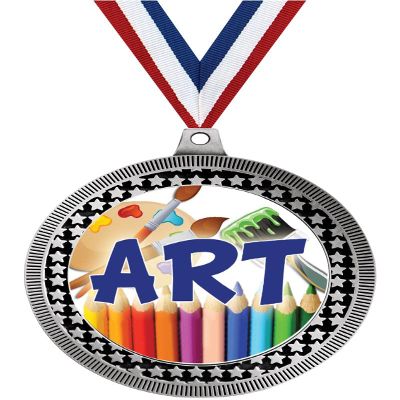 2.75" Art Paint Brushes Award Medals, Silver Vega Art Paint Brushes Team Trophy Awards Includes Free Neck Ribbon 10 Pack