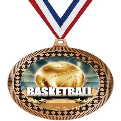 2.75" Basketball Titan Series Award Medals, Bronze Vega Basketball Titan Series Team Trophy Awards Includes Free Neck Ribbon 50 Pack