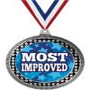 2.75" Most Improved Award Medals, Silver Vega Most Improved Team Trophy Awards Includes Free Neck Ribbon 10 Pack view 1