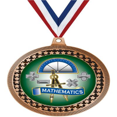 2.75" Mathematics Award Medals, Bronze Vega Mathematics Team Trophy Awards Includes Free Neck Ribbon 50 Pack