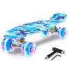 Kqpoinw Skateboards, 22" Complete Skateboard for Kids Ages 6-12, Mini Cruiser Skateboard for Kids Boys Girls Teens Beginners with Colorful LED Light up Flashing Wheels Skate Tool view 1