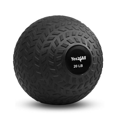 Yes4All Slam Balls, 10-40lb Weighted Ball Weight, Durable PVC Sand Filled Workout Dynamic Slam Ball for Strength Training, Tread, Black, 20lbs